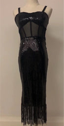 Summer Women Mini Dress Mesh Strapless Sequined Tassel Night Club Party Sexy Bandage Street Elegant Dresses Size L - S4542580 - Tuzzut.com Qatar Online Shopping