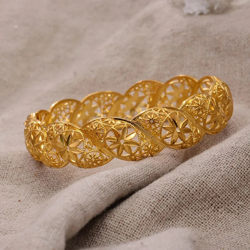 Ethiopian Africa Gold Color Bangles For Women Flower Bride Bracelet African Wedding Jewelry Middle East Items - Tuzzut.com Qatar Online Shopping