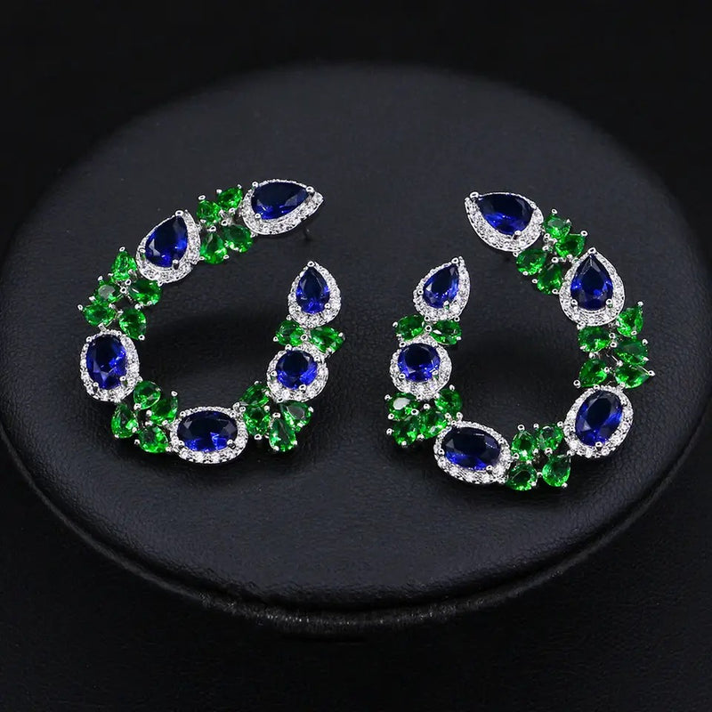 fashion green cubic zircon flower bridal wedding jewellry - Tuzzut.com Qatar Online Shopping