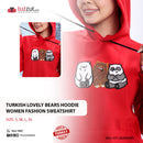Turkish Lovely Bears Hoodie Women Fashion Sweatshirt - Red - Tuzzut.com Qatar Online Shopping