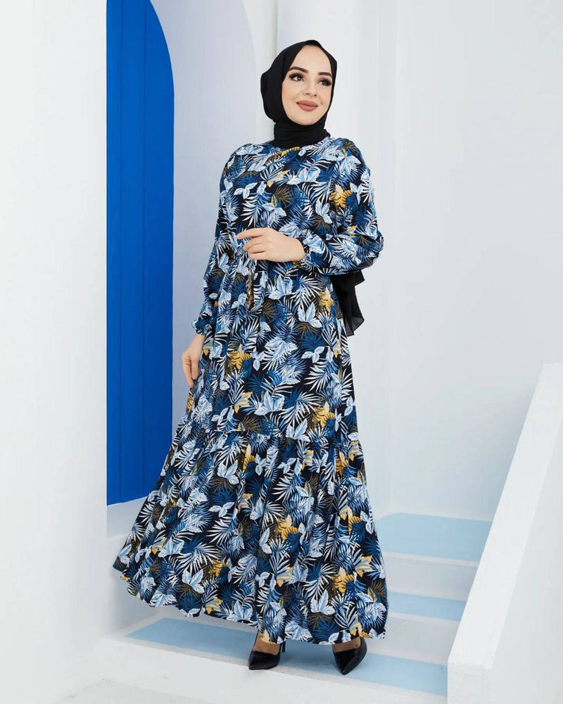 Turkish Women's Viscose Maxi Dress ZERTAS - 4503-M05 - Tuzzut.com Qatar Online Shopping