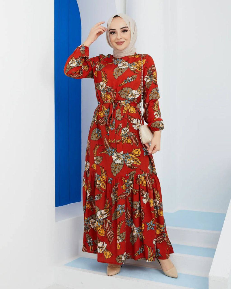 Turkish Women's Viscose Maxi Dress ZERTAS - 4503-M10 - Tuzzut.com Qatar Online Shopping