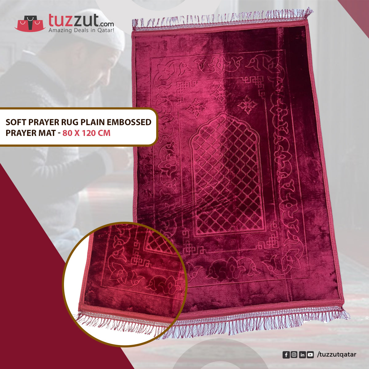 Soft Prayer Rug Plain Embossed Prayer Mat Musallah Sejadah - 80 x 120 cm Soft Prayer Rug Plain Embossed Prayer Mat Musallah Sejadah - 80 x 120 cm