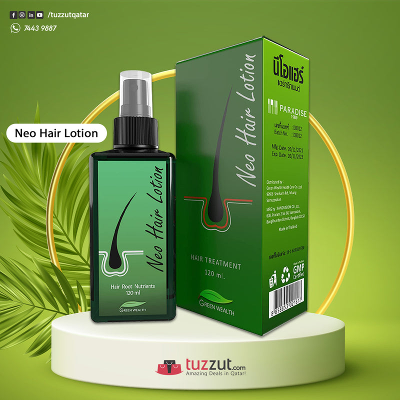 Green Wealth Paradise Neo Hair Lotion - Hair Treatment and Root Nutrients 120ml + Free Derma Roller - Tuzzut.com Qatar Online Shopping