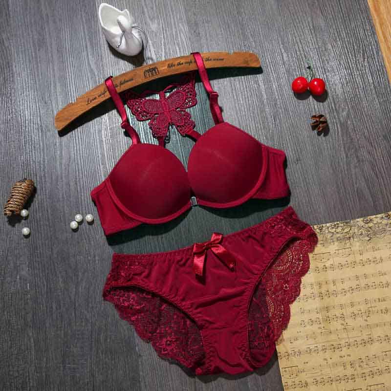 Beautiful Butterfly Bridal Wired Lingerie Red - Tuzzut.com Qatar Online Shopping