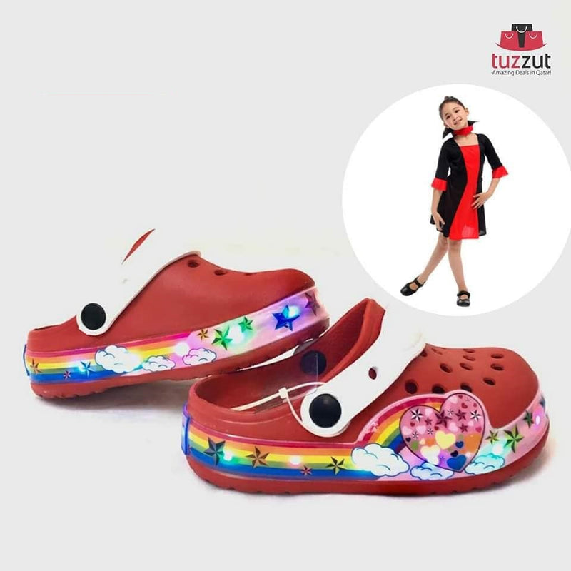 Kids Beach Outdoor Cartoon LED Light Sandals Slippers for Girls - Red - TUZZUT Qatar Online Store