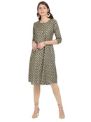Women Olive Green Printed A-Line Kurta - Tuzzut.com Qatar Online Shopping