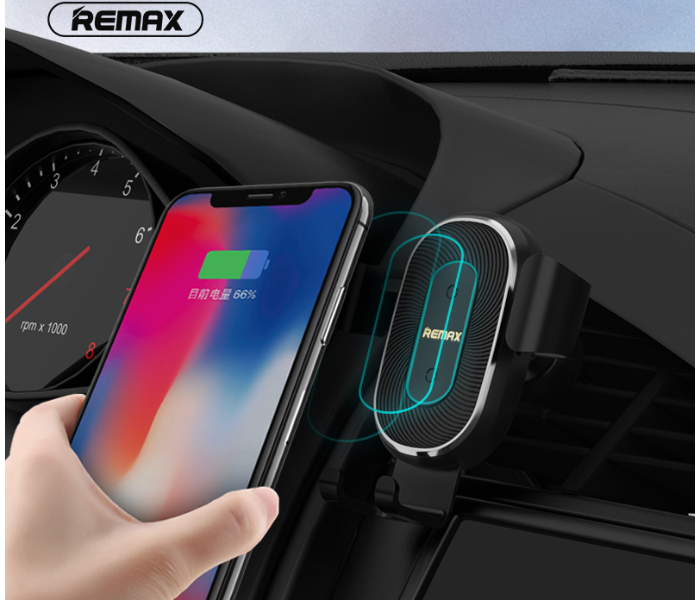 Remax RM-C38 Wireless Charger And Car Vent Mount Holder -Black - Tuzzut.com Qatar Online Shopping