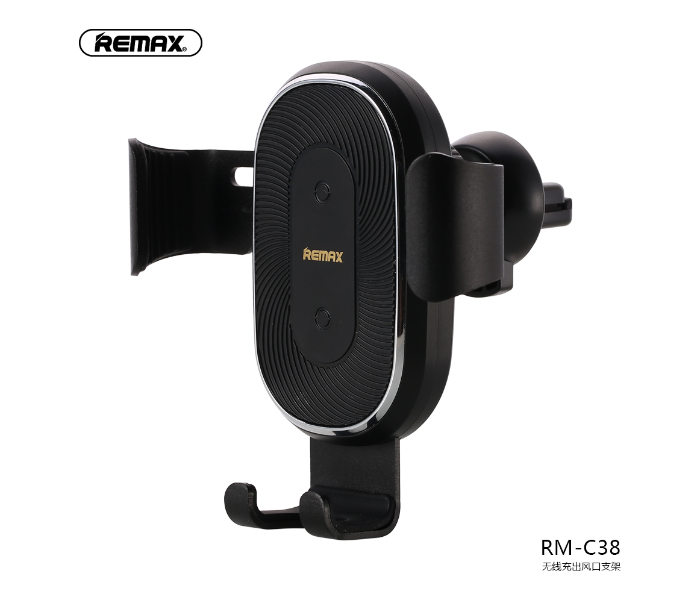 Remax RM-C38 Wireless Charger And Car Vent Mount Holder -Black - Tuzzut.com Qatar Online Shopping