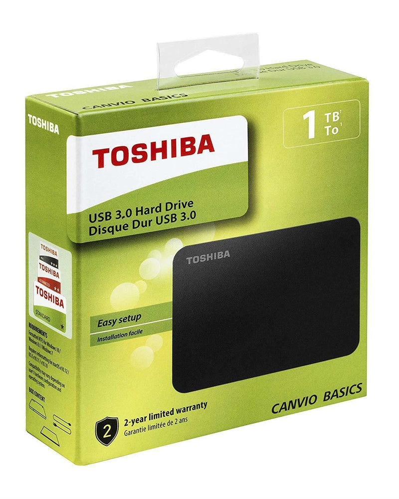 Toshiba Canvio Basics 1TB Portable External Hard Drive - Black (4041K11) - Tuzzut.com Qatar Online Shopping