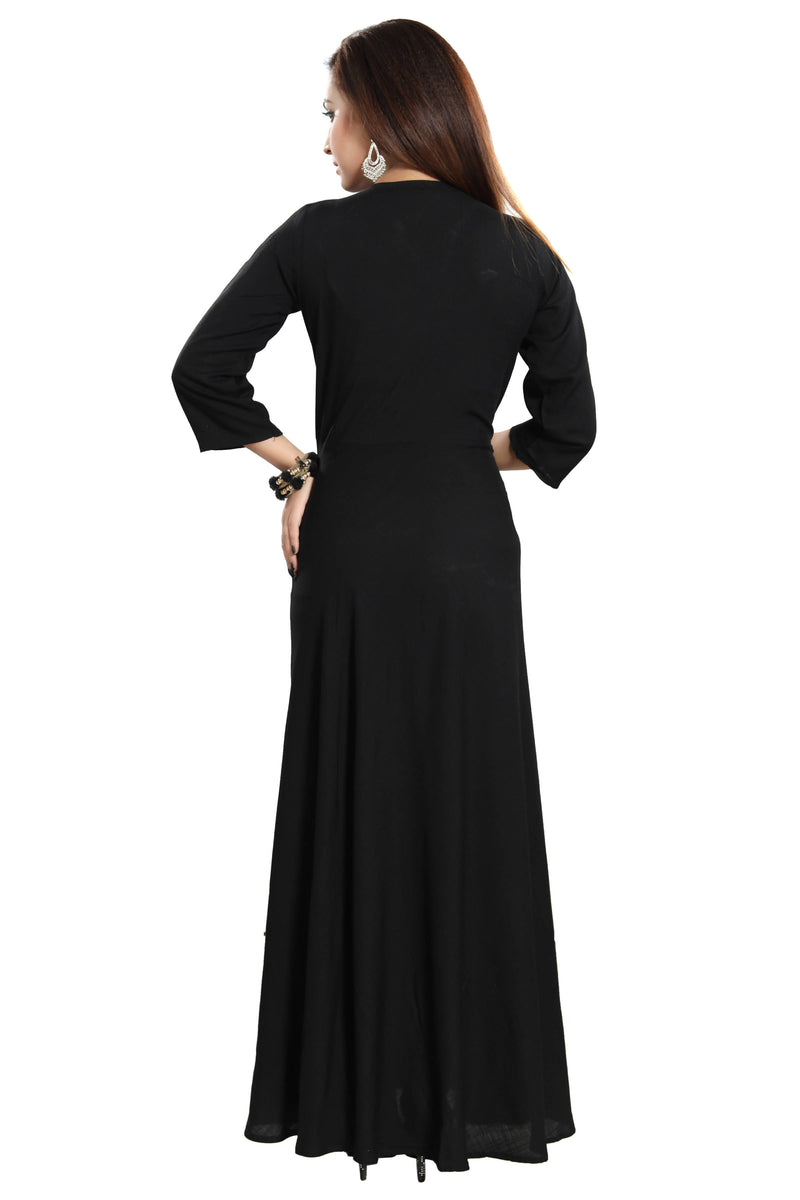 Women Black Zardosi Maxi Dress - Tuzzut.com Qatar Online Shopping