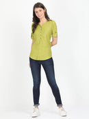 Women Green Casual Top - Plain - Tuzzut.com Qatar Online Shopping