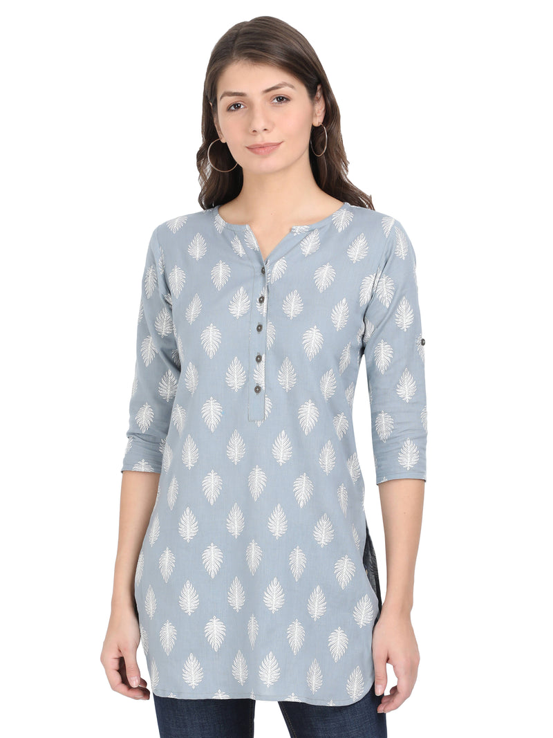 Women Grey Short Kurti - Tuzzut.com Qatar Online Shopping