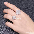Double Flower Ring Female 925 Stamp Opening Flower White Zircon Ring Wedding Valentine's Day Gift -S4642350 - Tuzzut.com Qatar Online Shopping