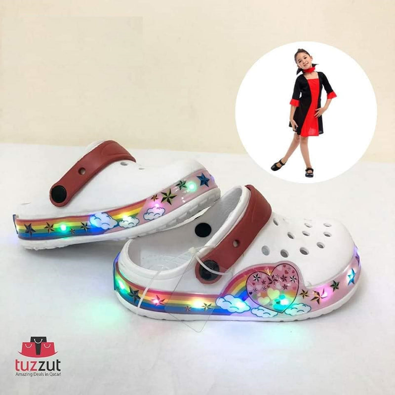 Kids Beach Outdoor Cartoon LED Light Sandals Slippers for Girls - White - Tuzzut.com Qatar Online Shopping