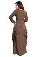 Women Brown Layered Solid Maxi Dress - Tuzzut.com Qatar Online Shopping